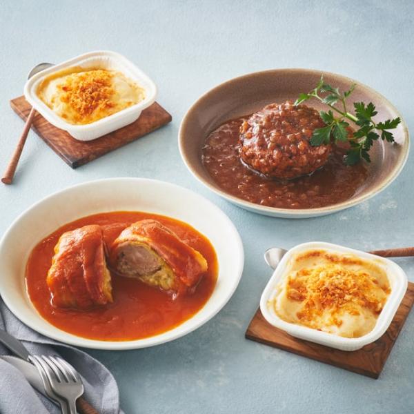 RFFF(ルフフフ) 洋食の定番3種セット グリルハンバーグ ベーコン巻きロールキャベツ ドフィノワ...