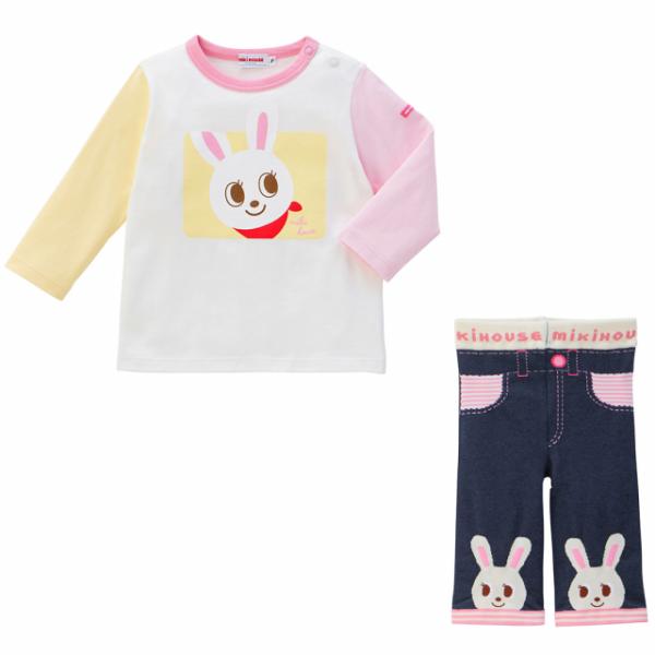 MIKI HOUSE(ミキハウス) 長袖Tシャツセット(ピンク:うさこ) (70-80cm) BOX...