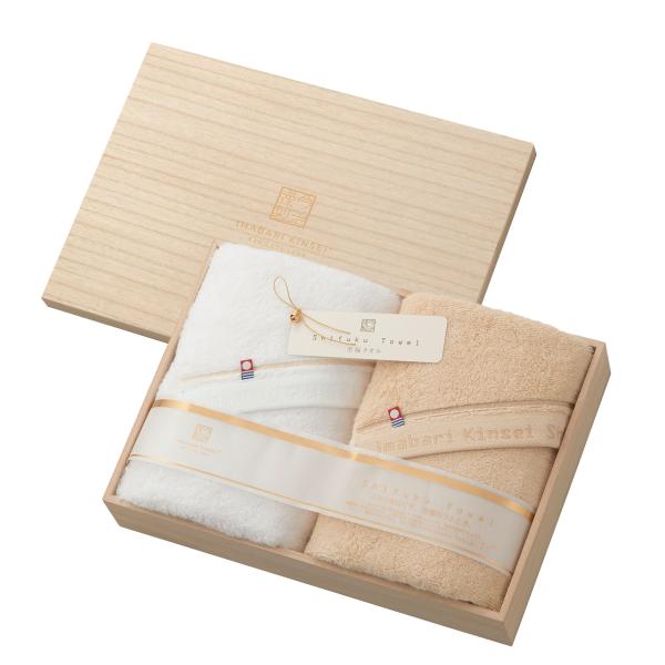 今治タオル お返し ギフト セット Shifuku Towel 至福タオル 木箱入り バスタオル 2...