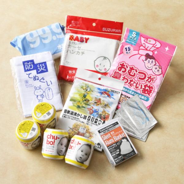 赤ちゃんのための【防災セット】 使いきり哺乳瓶・湯沸し器セット・手ぬぐい・臭わない袋S・おしりふき・...