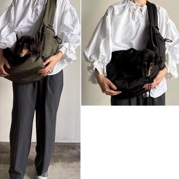 ペット スリングバッグ キャリーバッグ 撥水加工  ペット 猫 犬 ブラック/カーキ
