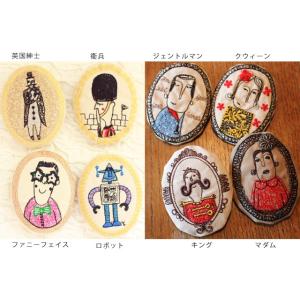 刺繍のファブリッククッションブローチ ラウンド ハンドメイド アクセサリー【ポスト便可】