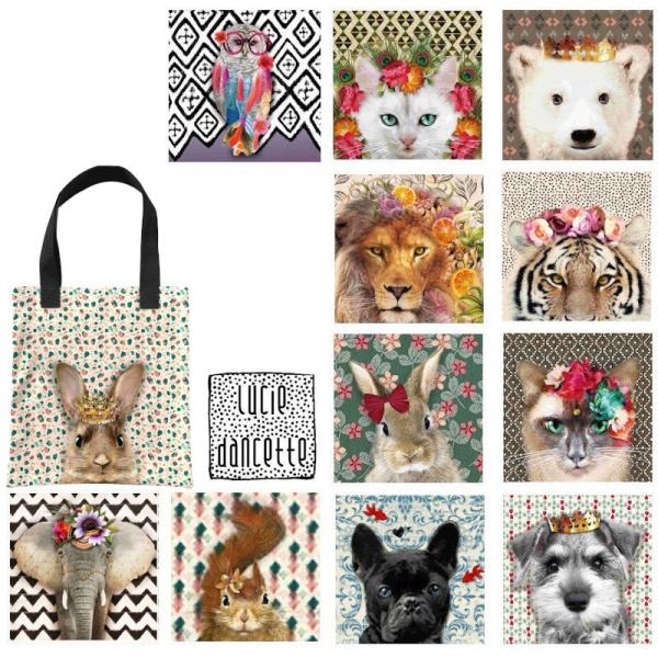 トートバッグ リュシーダンセット はりねずみ ねこ エコバッグ コットンバック キャンバス 日本製 ...