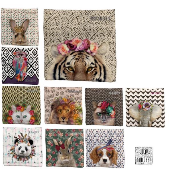 ハンドタオル ルーシーダンセット ハンカチ マイクロファイバー 速乾 日本製 トラ  ねこ うさぎ ...