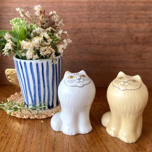 リサラーソン 月のメの猫 ソルト＆ペッパー ねこ 塩コショウ入れ 磁器製 置物　lisa larson 北欧雑貨 日本製｜conceptstore