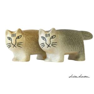 リサラーソン 陶器の置物 ふたごの猫 ブラウン/グレー 双子のネコ MIKA ねこ lisa larson｜conceptstore