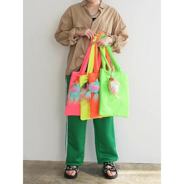 カラフルトート チャーム付 トートバッグ 縦型 ネオンカラー メンズ レディース ユニセックス 肩掛...