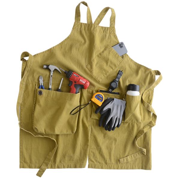 エプロン PAP 5ポケット スリット ベージュ/カーキ アウトドア メンズ レディース テクノプラ...