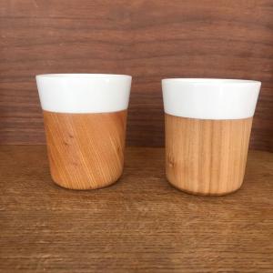 木と陶器のマグカップ 木影 kokage ぬくもりのある木のコップー ぶな/メープル/欅/山桜 北欧インテリア ナチュラルデザイン 木の食器 ギフト