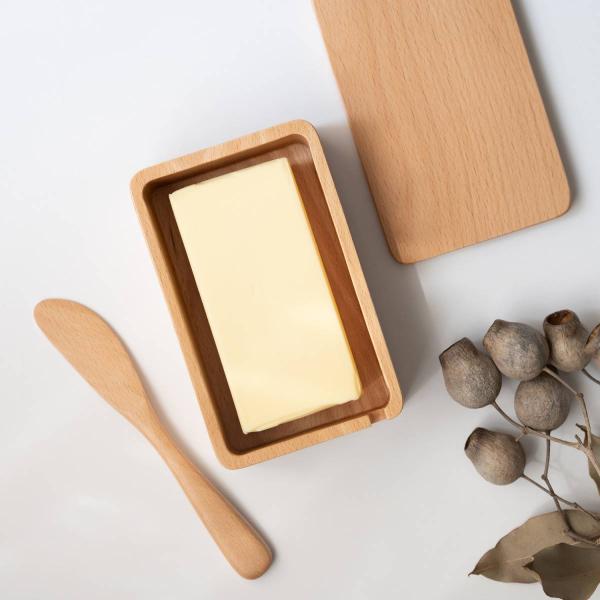 くりぬき バターケース 木のバターケース バターナイフ付 ブナ ナチュラルデザイン