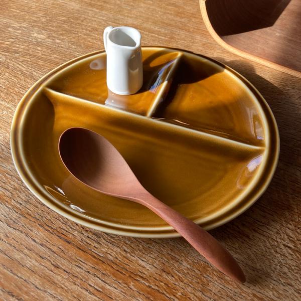 ワンプレート titto ３つ仕切皿 丸 アメ 美濃焼 ランチプレート 日本製 磁器