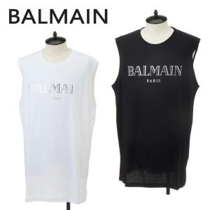 バルマン メンズ タンクトップ ブラック ホワイト ロゴ BALMAIN RH11170｜concerto Yahoo!店