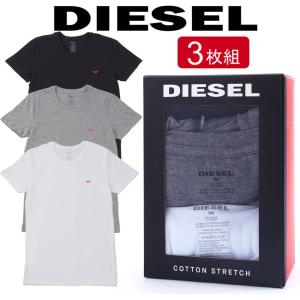 ディーゼル メンズ Tシャツ 半袖 丸首 ブラック グレー ホワイト 3枚組 00SJ5L 0WAVC E3843｜concerto