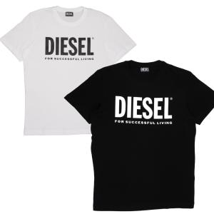 ディーゼル 半袖Tシャツ メンズ ホワイト ブラック ロゴ DIESEL A02877 0AAXJ 100/9XX｜concerto