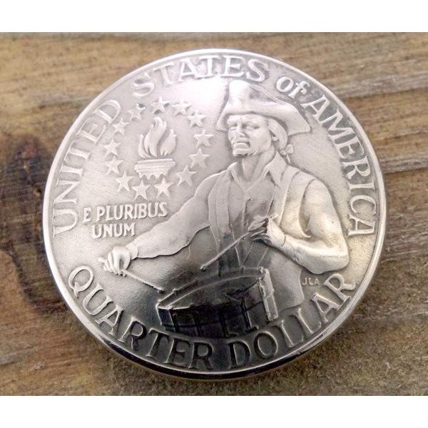 コンチョ　ボタン　本物コイン使用　アメリカ　25セント　ドラムボーイ　建国200年記念　クォーターダ...