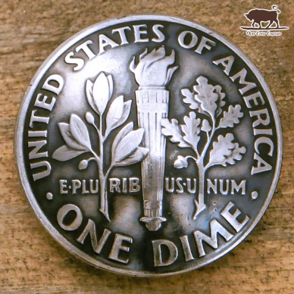 コンチョ　ボタン　本物コイン使用　アメリカ　10セント　松明　ダイム　直径約17mm　sizea　m...