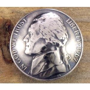 コンチョ　ボタン　本物コイン使用　アメリカ　5セント　ジェファーソン　直径約21mm　sizeb　人物　コインコンチョ　ネジ式コンチョ　パーツ｜concho