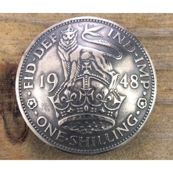コンチョ　ボタン　本物コイン使用　イギリス　1シリング C　ライオン　直径約23mm　sizeb　コ...