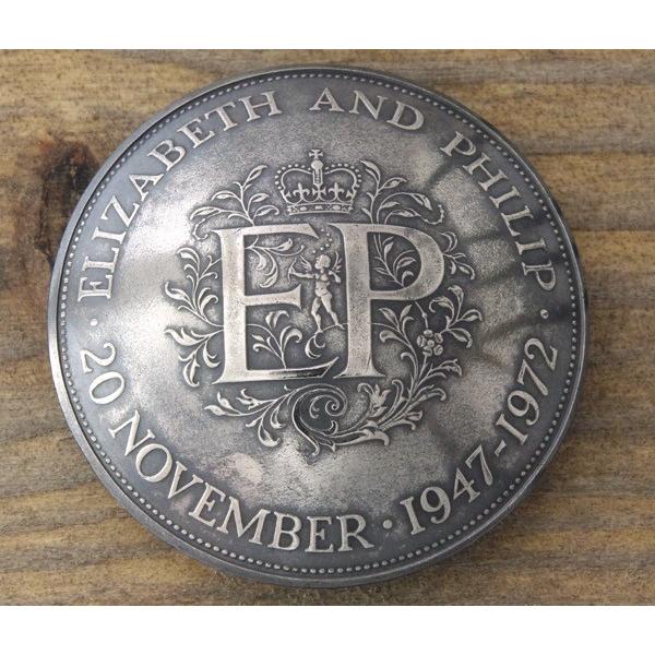 コンチョ　ボタン　本物コイン使用　イギリス　25ニューペンス　EP　天使　1972年　直径約38mm...