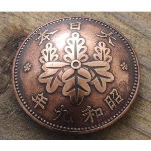 コンチョ　ボタン　本物コイン使用　日本古銭　桐一銭銅貨　桐面　直径約22mm　sizeb　植物　和柄　コインコンチョ　ネジ式コンチョ　パーツ｜concho