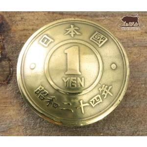 コンチョ ボタン 本物コイン使用 日本古銭 菊五銭白銅貨 菊面 直径約