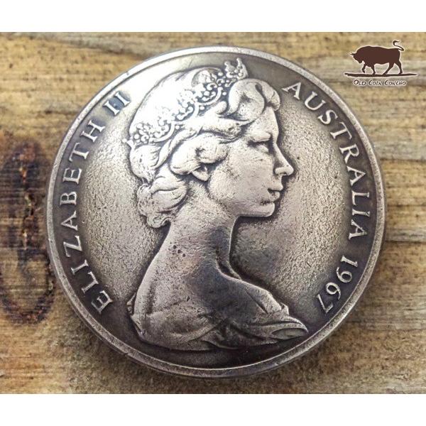 コンチョ　ボタン　本物コイン使用　オーストラリア　10セント　エリザベス2世　直径約23mm　siz...
