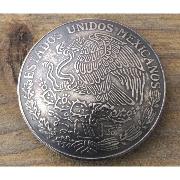 コンチョ　ボタン　本物コイン使用　メキシコ　1ペソ　イーグル　直径約28mm　sizec　コインコン...