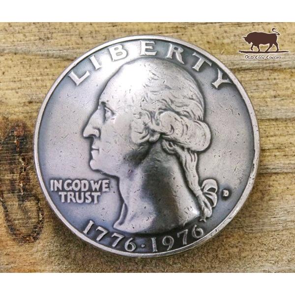 コンチョ　ボタン　本物コイン使用　アメリカ　25セント　ワシントン　建国200年記念　直径約23mm...