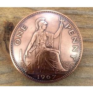 コンチョ　ボタン　本物コイン使用　イギリス　1ペニー　ブリタニア　直径約30mm　sizec　人物　コインコンチョ　ネジ式コンチョ　パーツ｜concho