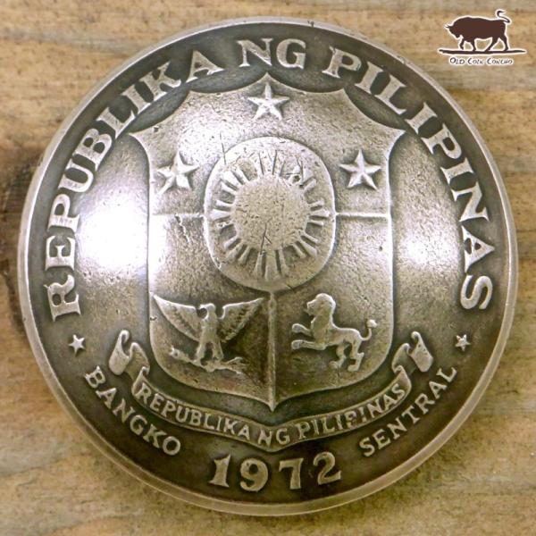 コンチョ　ボタン　本物コイン使用　フィリピン　1ペソ　盾　直径約32.5mm　sized　motif...