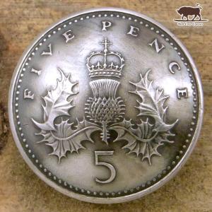 コンチョ　ボタン　本物コイン使用　イギリス　5ペンス