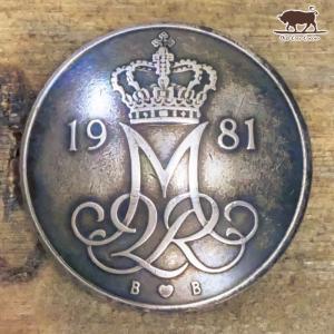 コンチョ　ボタン　本物コイン使用　デンマーク　10オーレ　M　王冠　直径約17.5mm　sizea　motifsc　コインコンチョ　ネジ式コンチョ　パーツ｜concho