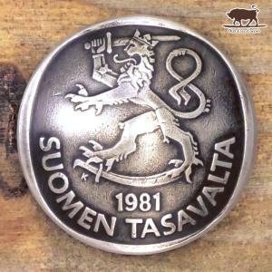 コンチョ　ボタン　本物コイン使用　フィンランド　1マルッカ　ライオン　直径約23.5mm　sizeb　ライオン　コインコンチョ　ネジ式コンチョ　パーツ｜concho