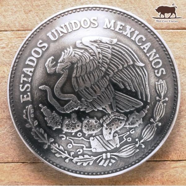 コンチョ　ボタン　本物コイン使用　メキシコ　50ペソ　イーグル　直径約35mm　sized　動物　コ...