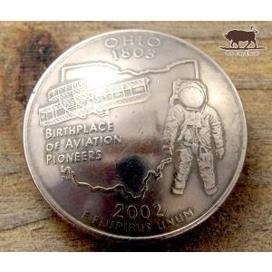 コンチョ　ボタン　本物コイン使用　アメリカ　25セント　50州　オハイオ　宇宙飛行士　23mm　sizeb　コインコンチョ　ネジ式コンチョ　パーツ｜concho