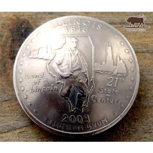 コンチョ　ボタン　本物コイン使用　アメリカ　25セント　50州　イリノイ　リンカーン　23mm　sizeb　コインコンチョ　ネジ式コンチョ　パーツ｜concho
