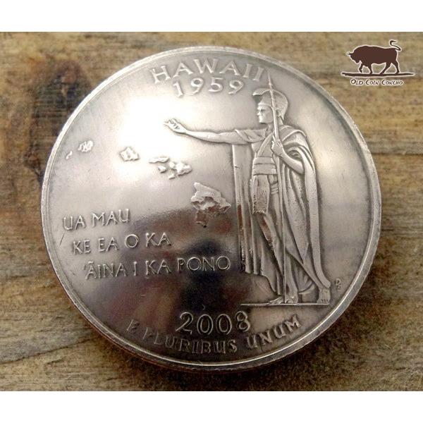 コンチョ　ボタン　本物コイン使用　アメリカ　25セント　50州　ハワイ　カメハメハ大王像　23mm　...