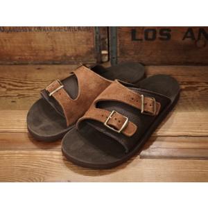 THE SANDALMAN x CONEY ISLAND DOUBLE BUCKLE SANDAL [BROWN LETHER CRYZY] / サンダルマン コニー別注 ダブルバックルサンダル [ブラウンレザークレイジー]｜coneyisland-sapporo