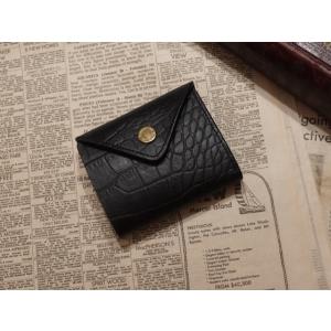 財布 Damasquina ダマスキーナ EMBOSSING TRIANGLE MINI WALLET クロコ