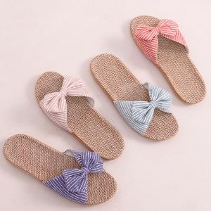 スリッパ 麻 夏用 リボン 可愛い かわいい ...の詳細画像1