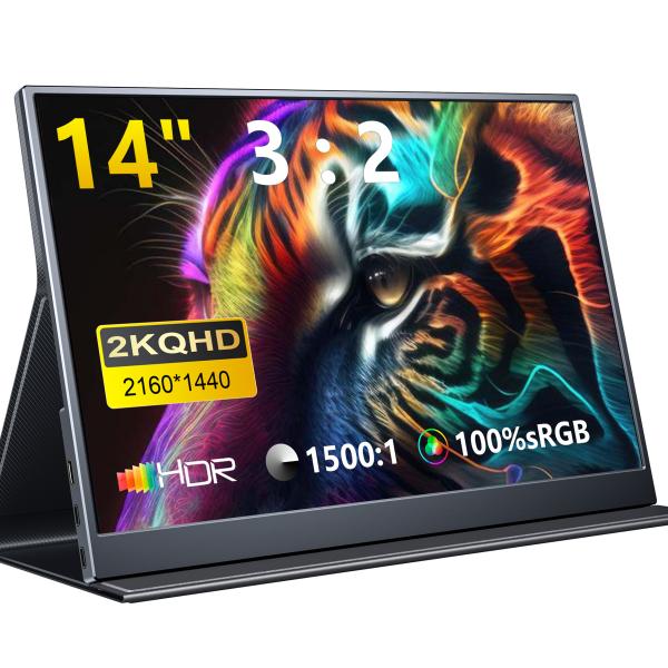 【新品】モバイルモニター 14インチ 2K 3:2 IPSパネル 2160x1440P ゲームモニタ...