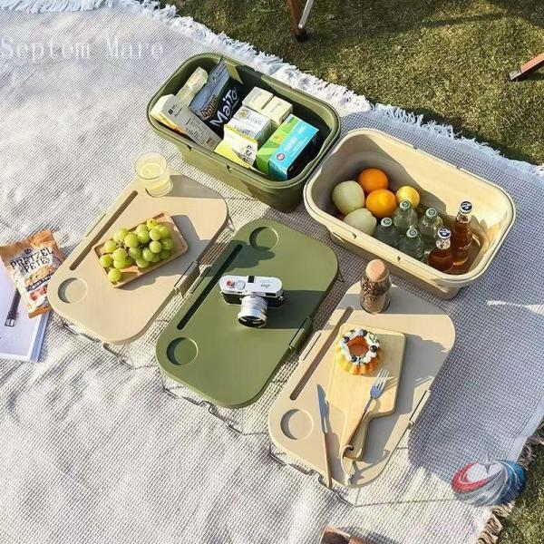 ピクニックバスケット 折り畳みテーブル 多機能 ３ＷＡＹ 収納ボックス ゾンチー 大容量で持ち運びし...
