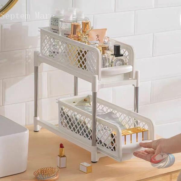 洗面台下収納シンク下収納引き出しシンク下スライド収納スライドラック2段ラック収納棚入れやすい組立式流...