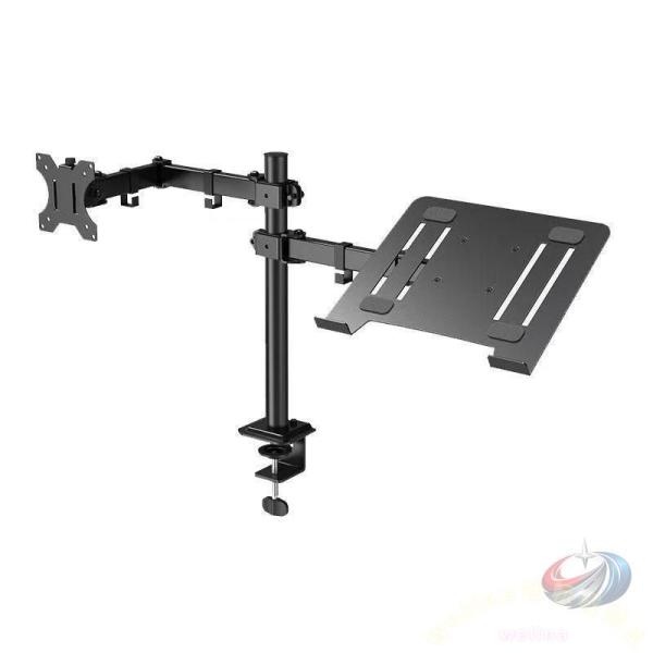 モニターアーム 2in1 ノートパソコンアーム 2画面 ディスプレイアーム 17-27インチ対応 耐...
