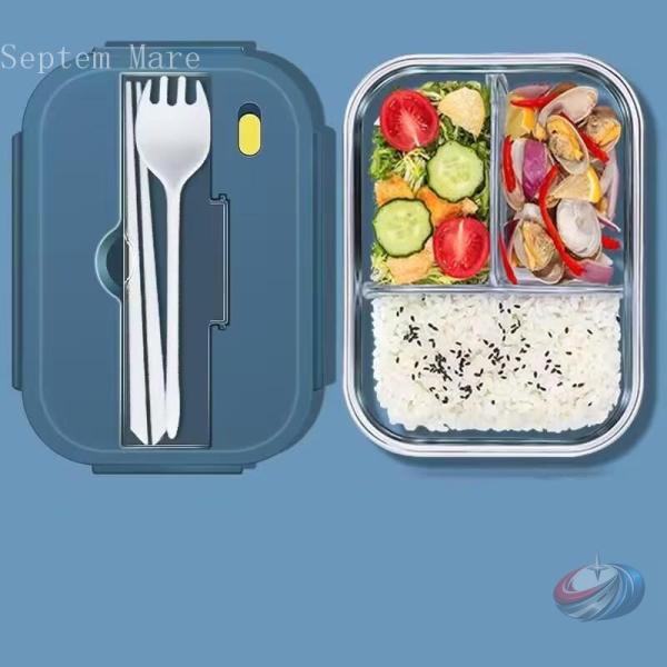 弁当箱 お弁当箱 ガラス おしゃれ お弁当バッグ学校学生 会社出勤 食事用 便利 1段 3コマ 2コ...