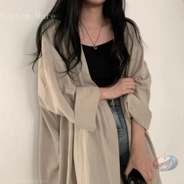 カーディガン ロング アウター レディース 長袖 トレンチコート 夏用 シャツカーディガン 大きいサ...