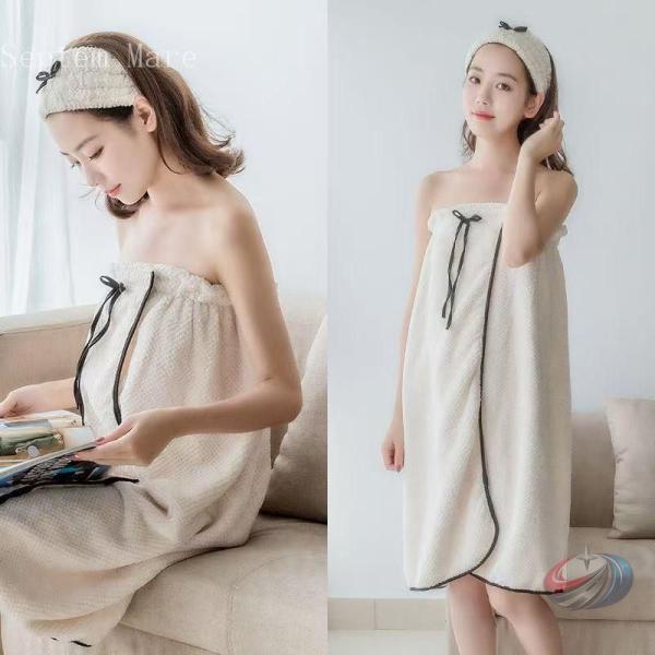 着れるバスタオル レディース ヘアバンド ヘアキャップ 速乾 3枚組 部屋着 タオル ゴム付き 湯上...