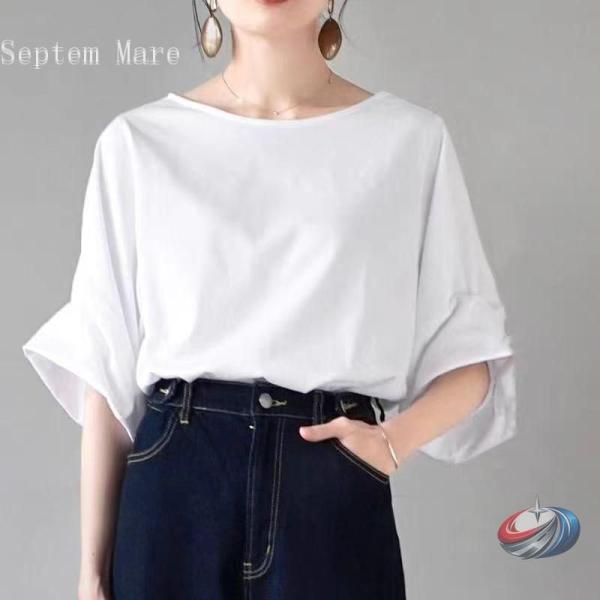 【期間】Tシャツ レディース トップス 半袖 二の腕カバー 体型カバー ゆったり ズーティー ハング...