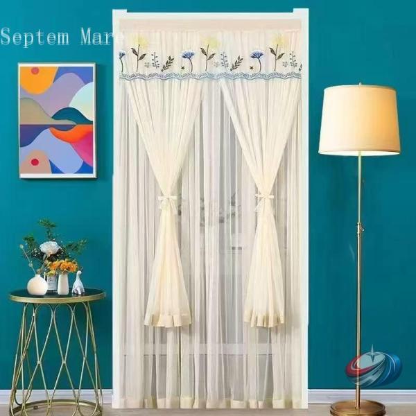 レースのれん 夏用 目隠し 間仕切りカーテン おしゃれ 虫よけ 暖簾 アコーディオン ロング マジッ...