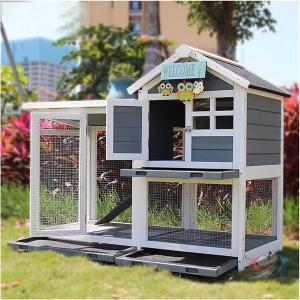 屋外ウサギケージ 木製 二層ラビットハウス ゾンチー 換気しやすく小動物が過ごしやすい ベランダや庭でも使いやすい広々ケージ